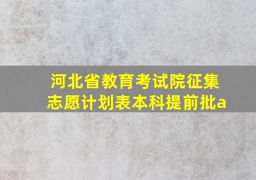 河北省教育考试院征集志愿计划表本科提前批a