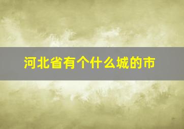 河北省有个什么城的市