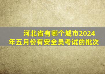 河北省有哪个城市2024年五月份有安全员考试的批次