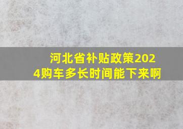 河北省补贴政策2024购车多长时间能下来啊