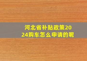 河北省补贴政策2024购车怎么申请的呢