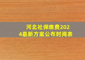 河北社保缴费2024最新方案公布时间表