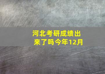 河北考研成绩出来了吗今年12月