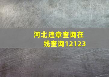 河北违章查询在线查询12123