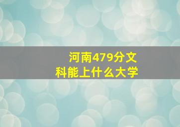 河南479分文科能上什么大学