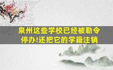 泉州这些学校已经被勒令停办!还把它的学籍注销