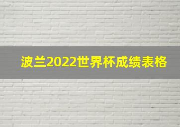 波兰2022世界杯成绩表格