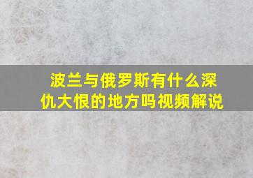 波兰与俄罗斯有什么深仇大恨的地方吗视频解说