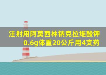 注射用阿莫西林钠克拉维酸钾0.6g体重20公斤用4支药