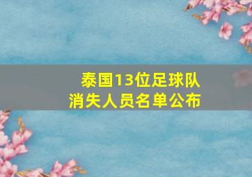 泰国13位足球队消失人员名单公布