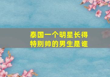 泰国一个明星长得特别帅的男生是谁