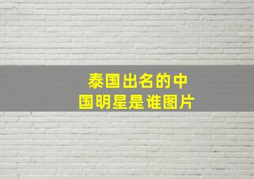 泰国出名的中国明星是谁图片