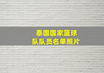 泰国国家篮球队队员名单照片