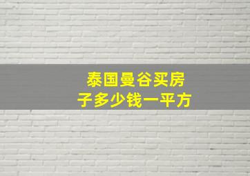 泰国曼谷买房子多少钱一平方