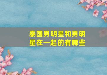 泰国男明星和男明星在一起的有哪些