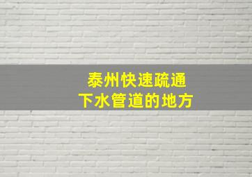 泰州快速疏通下水管道的地方