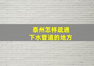 泰州怎样疏通下水管道的地方