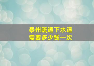 泰州疏通下水道需要多少钱一次