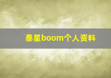 泰星boom个人资料