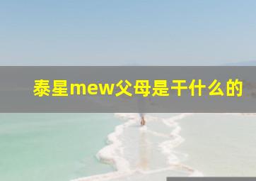 泰星mew父母是干什么的