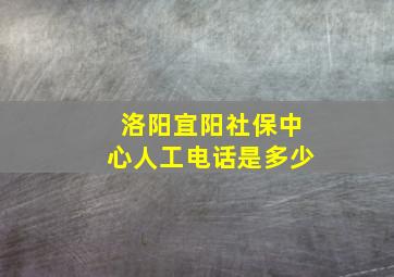 洛阳宜阳社保中心人工电话是多少