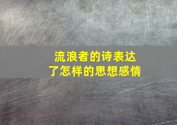 流浪者的诗表达了怎样的思想感情