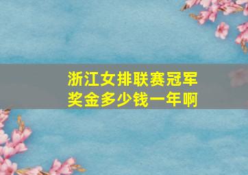 浙江女排联赛冠军奖金多少钱一年啊