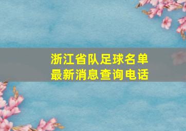 浙江省队足球名单最新消息查询电话