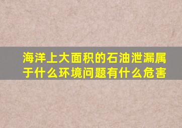 海洋上大面积的石油泄漏属于什么环境问题有什么危害