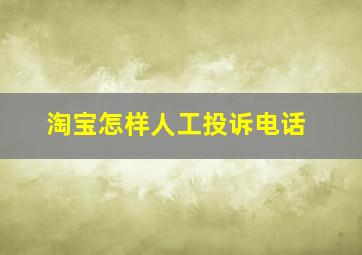 淘宝怎样人工投诉电话