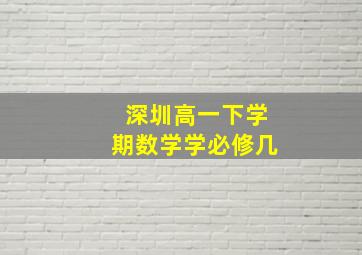 深圳高一下学期数学学必修几