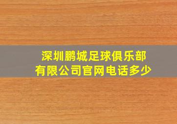 深圳鹏城足球俱乐部有限公司官网电话多少