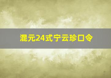 混元24式宁云珍口令