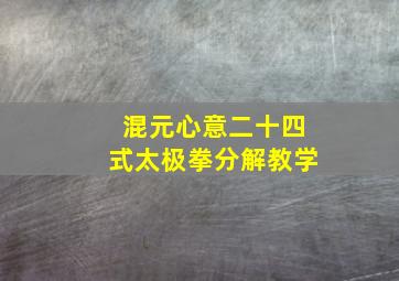 混元心意二十四式太极拳分解教学