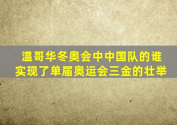 温哥华冬奥会中中国队的谁实现了单届奥运会三金的壮举