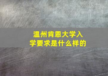 温州肯恩大学入学要求是什么样的