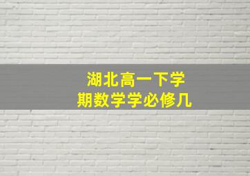 湖北高一下学期数学学必修几