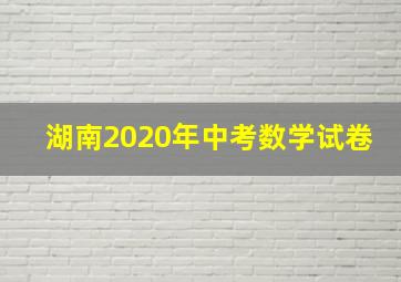 湖南2020年中考数学试卷