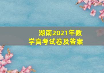 湖南2021年数学高考试卷及答案