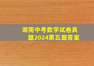 湖南中考数学试卷真题2024第五题答案