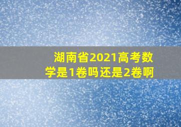 湖南省2021高考数学是1卷吗还是2卷啊