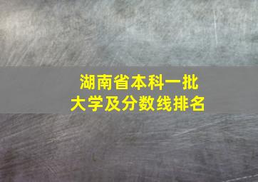 湖南省本科一批大学及分数线排名