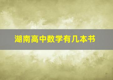 湖南高中数学有几本书