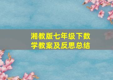 湘教版七年级下数学教案及反思总结