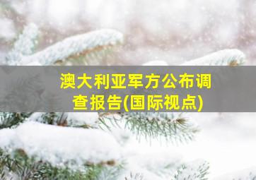 澳大利亚军方公布调查报告(国际视点)