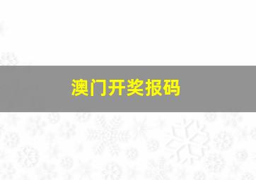 澳门开奖报码