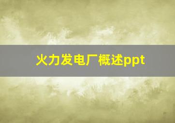 火力发电厂概述ppt