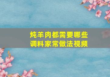 炖羊肉都需要哪些调料家常做法视频