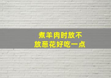 煮羊肉时放不放葱花好吃一点