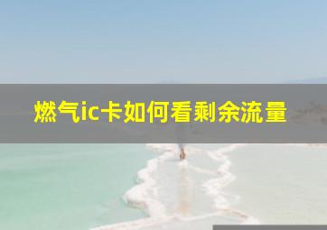 燃气ic卡如何看剩余流量